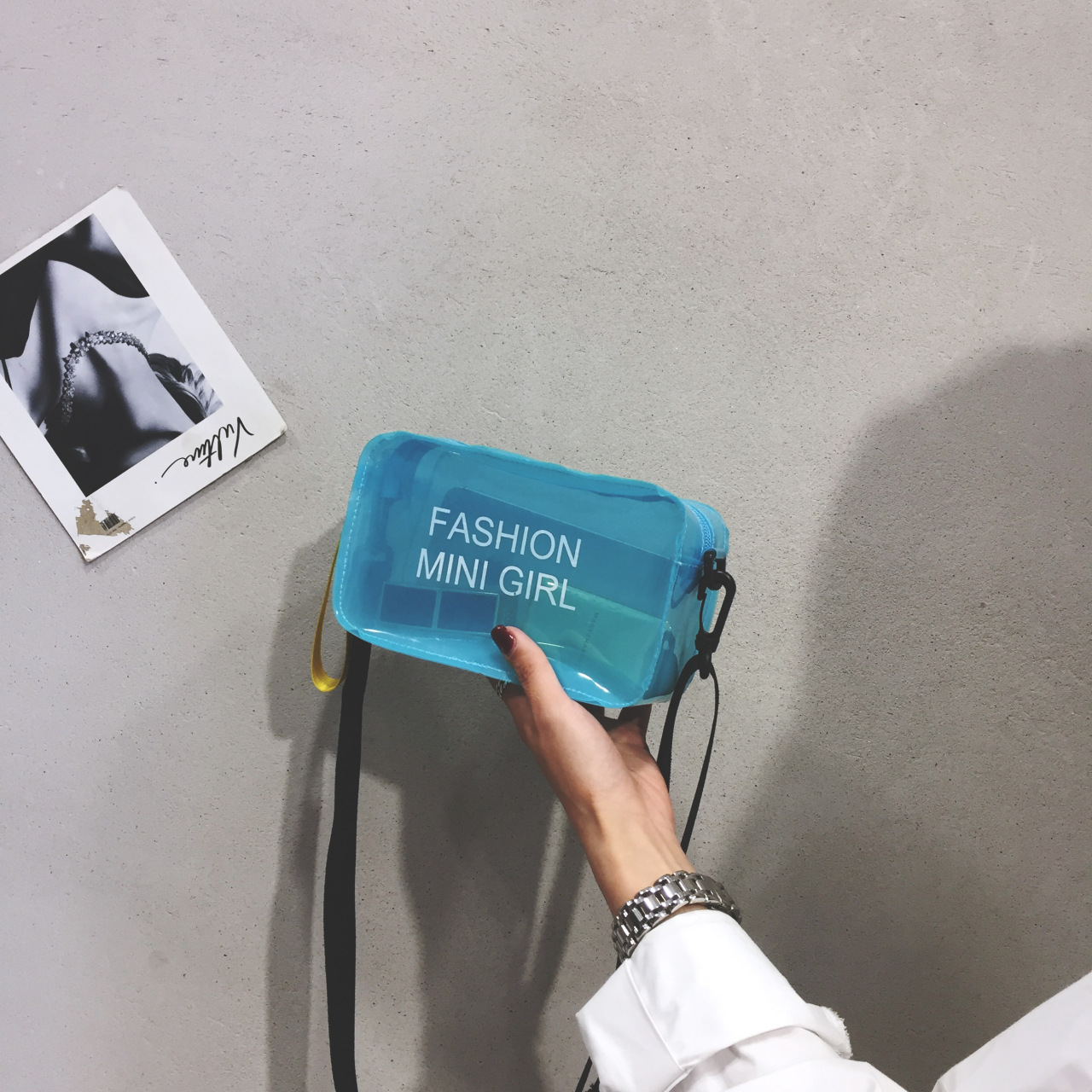 Foreign Trade Summer Transparent Jelly Fairy Bag Women's New Fashionable Korean Style Printed Alphabet Small Square Bag All-Match Shoulder Messenger Bag