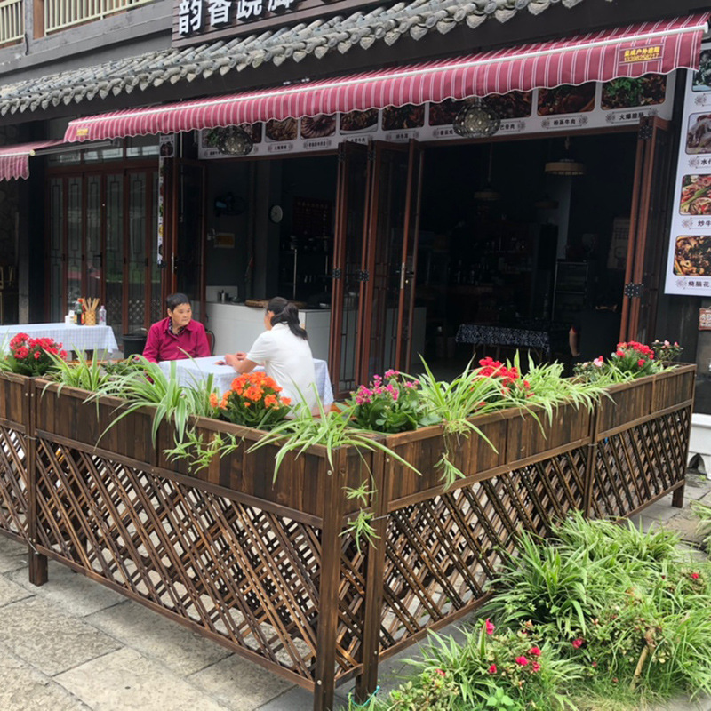 防腐实木火锅店餐厅隔断花架办公室格栅围栏遮挡活动卡座装饰屏风