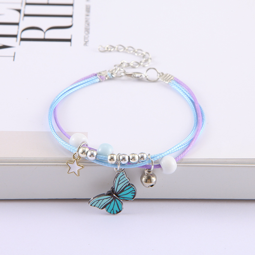 Handmade Popular Blue Butterfly Bracelet Female Cold Style Ins Style Design Couple Internet Celebrity Bracelet Ornament Bracelet Chain