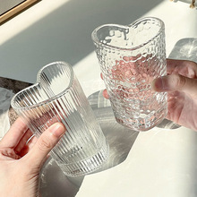 高颜值心形玻璃杯ins风小众设计感创意爱心杯情侣家用喝水早餐杯