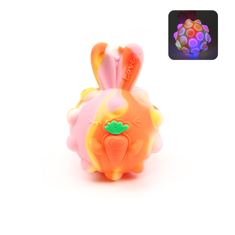 Cross-Border Supply New Bunny Modeling Squeezing Toy Pressure Reduction Toy Novelty Luminous 3D Stress Ball in Stock Wholesale