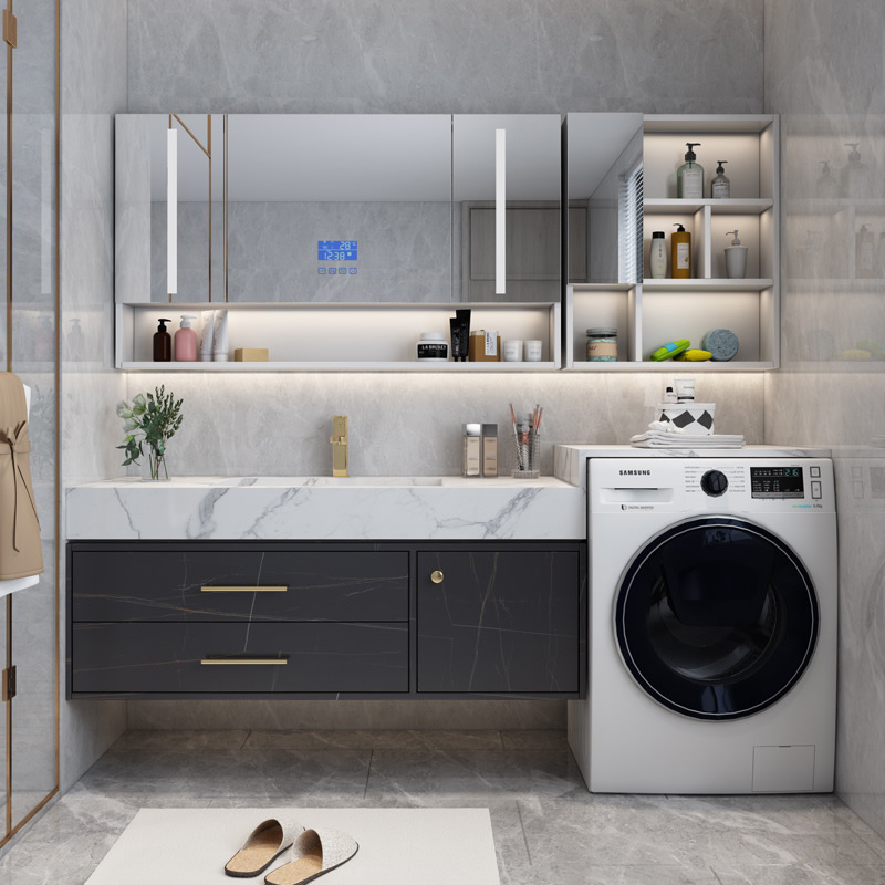 洗衣机一体柜阳台浴室柜洗脸盆柜组合卫生间洗漱台大理石洗手台盆