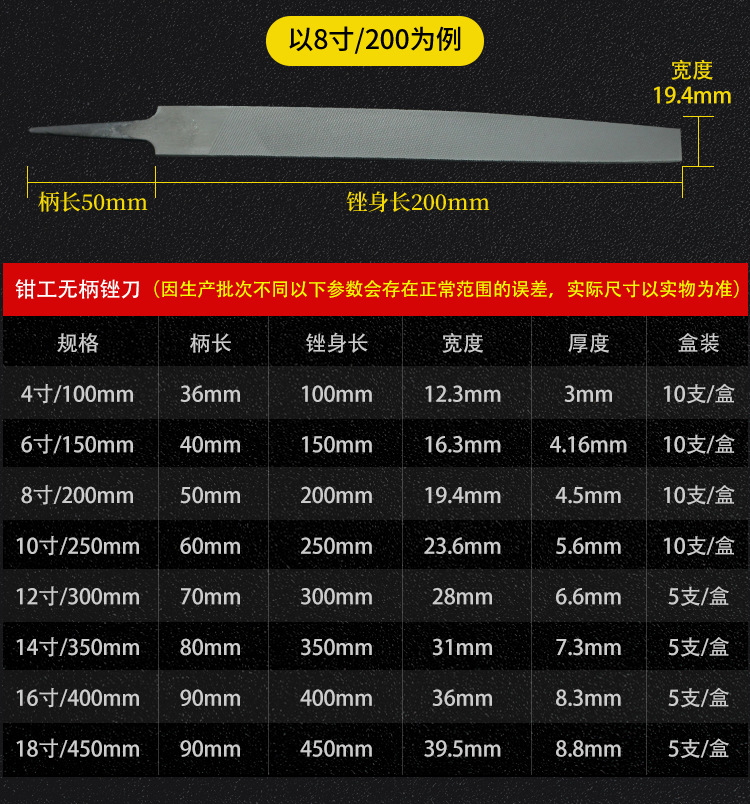 沪工扁锉锉刀钳工锉刀套装铁锉模型锉刀大锉刀平板锉搓刀钢锉金属