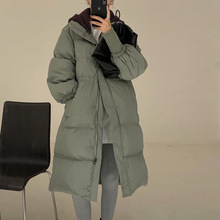 羽绒服女中长款2022年韩国东大门设计感小众白鸭绒冬季针织帽批发