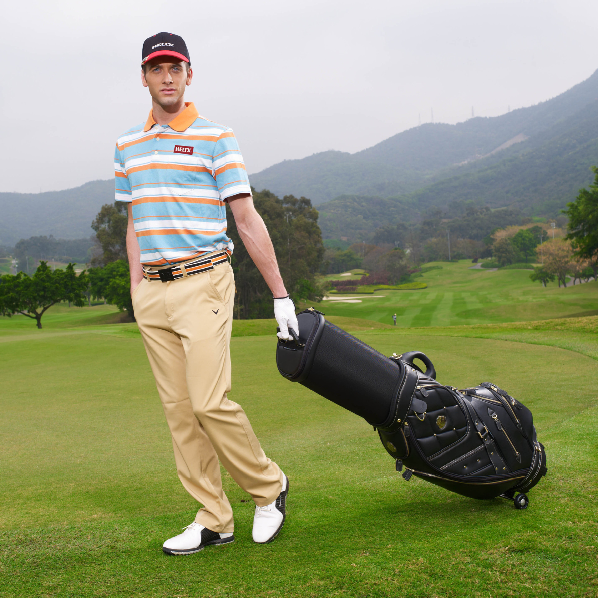 喜力克斯 高尔夫球包 男女可伸缩硬壳球帽带滑轮旅行包