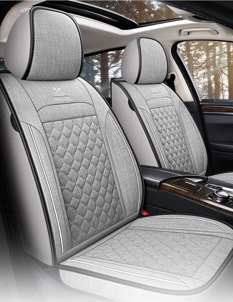 厂家批发21年新款亚麻料简约汽车坐垫布艺座套全包围通用款座垫套