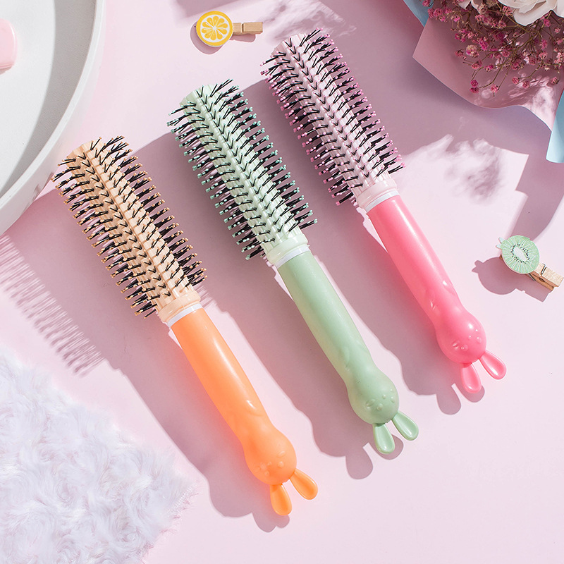 cute cartoon blowing rinka haircut modeling plastic rolling comb blowing styling comb cylinder massage hair curling comb