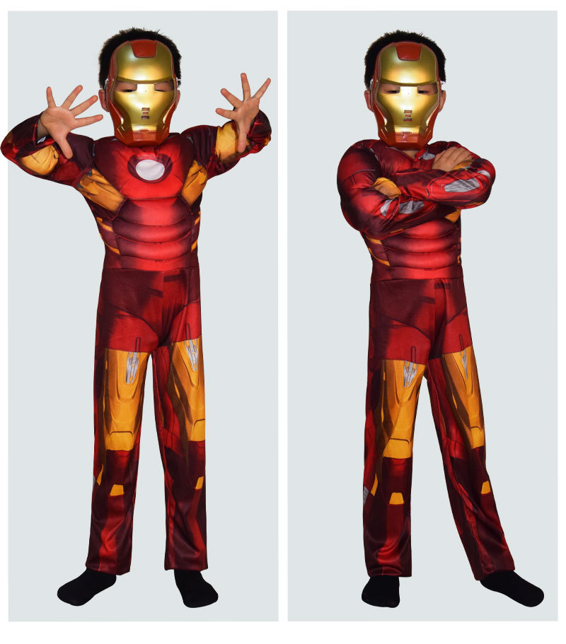 万圣节红色钢铁侠套装cosplay黄色钢铁侠服装儿童舞台表演肌肉服