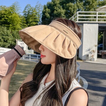法式贝壳防晒女防紫外线夏季空顶太阳帽户外遮脸遮阳发箍大檐帽