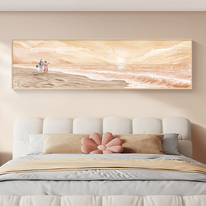 北欧卧室床头装饰画海景主卧房间壁画唯美情侣主题酒店样板间挂画
