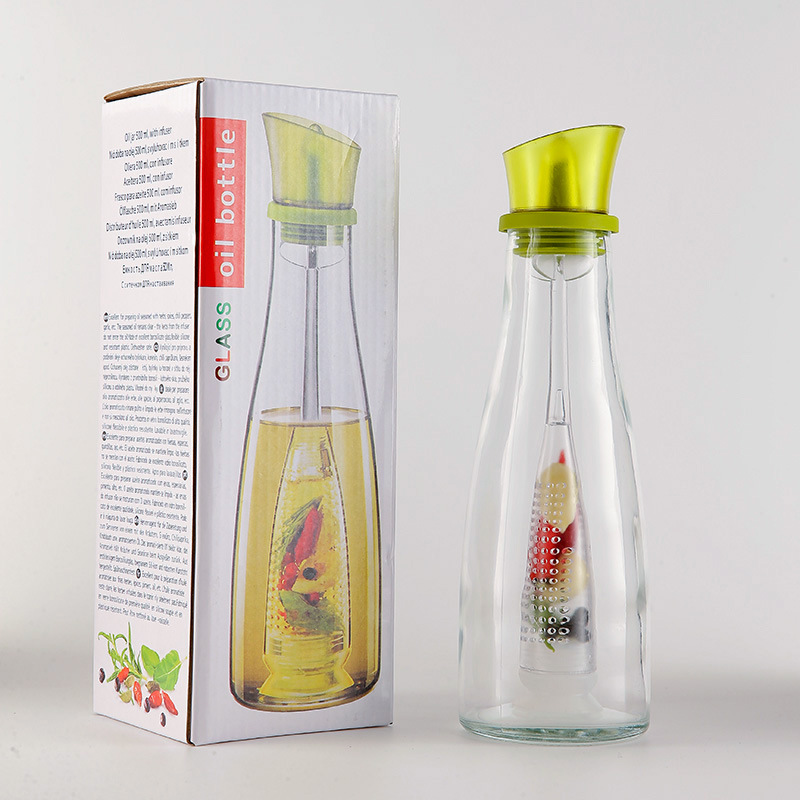 Creative New Glass Oil Bottle Kitchen Household Oil Bottle Transparent Seasoning Bottle Vinegar Bottle Olive Oil Bottle