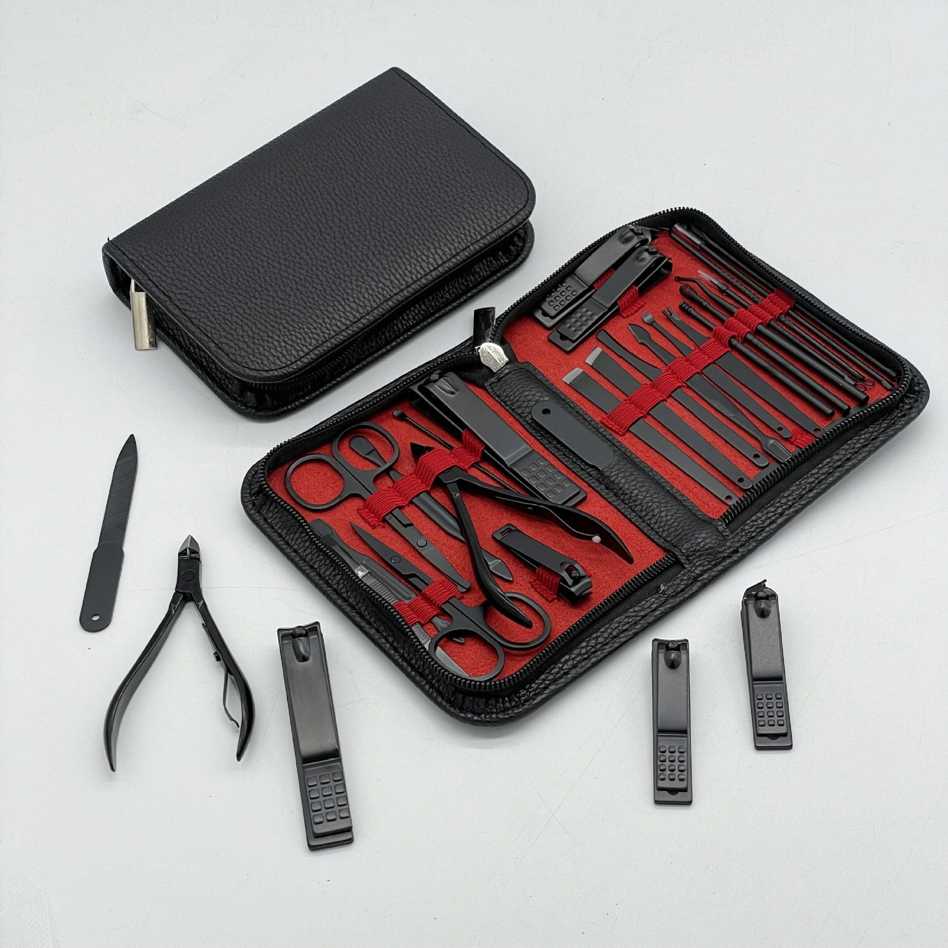 Nail Clippers 30-Piece Set Factory Direct Sales Manicure Tools Black Nail Clippers Full Set Manicure Nail Scissors 26-Piece Set