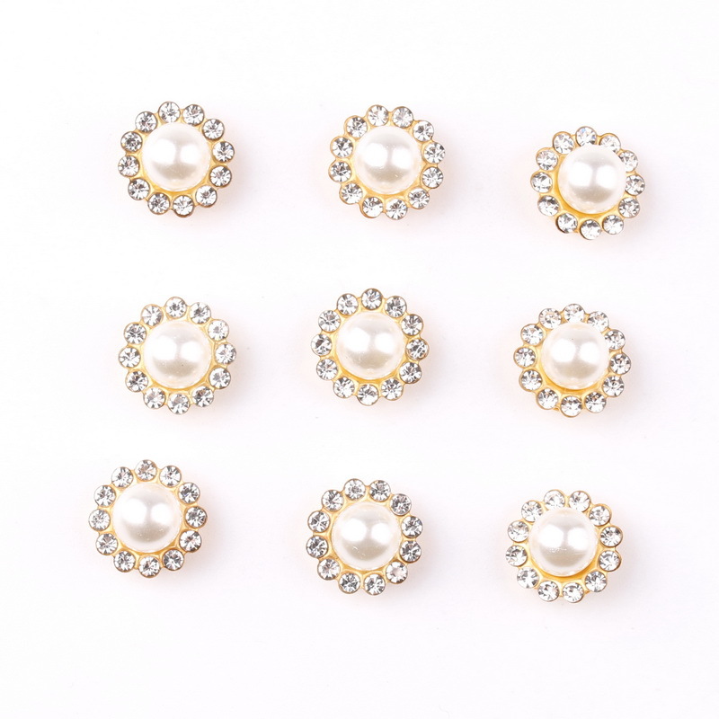 Pearl Flower 12mm Hand Sewing Double Layer SUNFLOWER Color Pearl SUNFLOWER round Flower Disk Diamond Diy Ornament Accessories