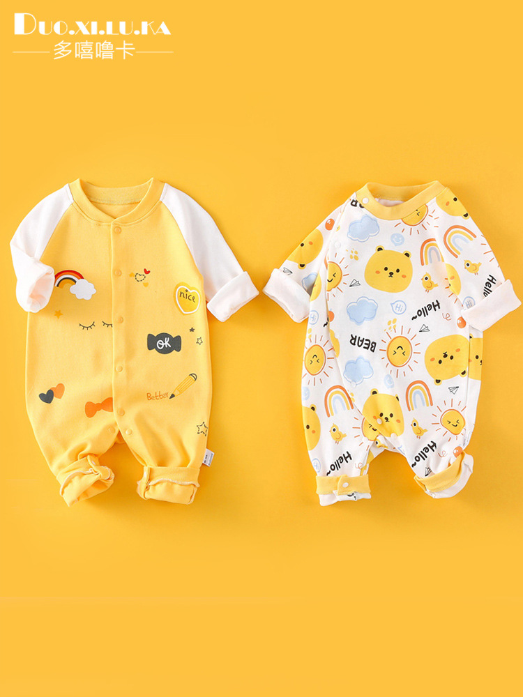 Newborn Baby Clothes Spring and Autumn Full Moon Baby Cotton Jumpsuit Men's and Women's Romper Long Sleeve Romper Cute