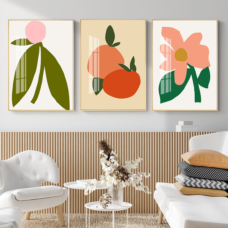 北欧简约ins插画风小清新植物花朵挂画卧室客厅背景墙艺术装饰画