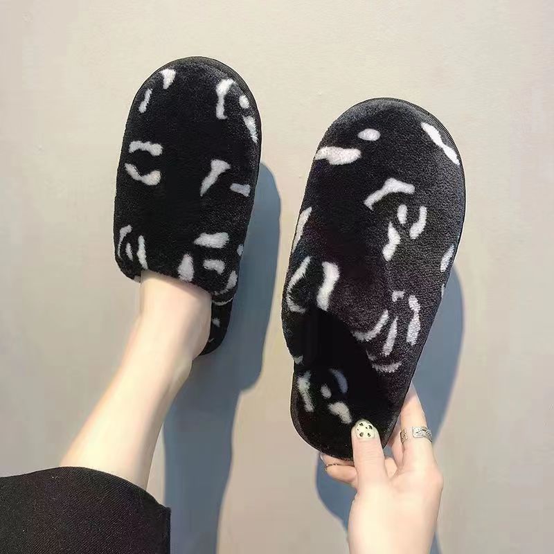 2023 New Winter Cotton Slippers Women's Leopard Cotton Slippers Slippers Non-Slip Warm Korean Style Bag Head Women's Slippers Fashion