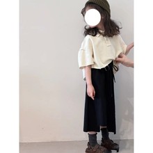 韩国童装2023夏款女童休闲翻领短款上衣儿童时髦洋气短袖恤