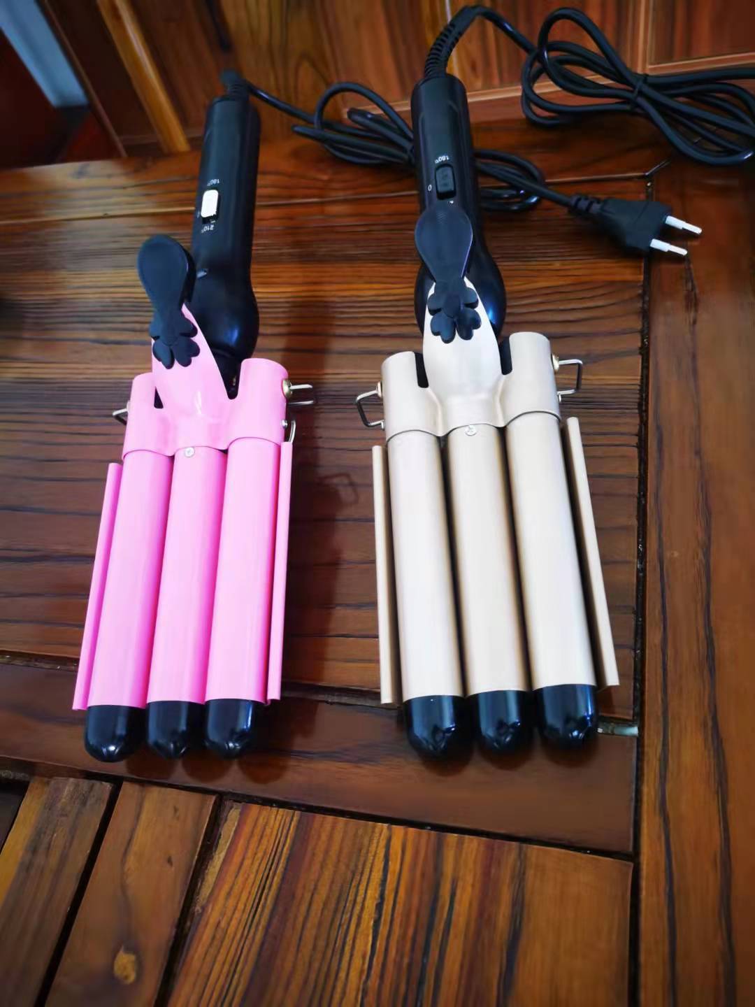 直供三棒电夹板蛋卷头卷发棒蛋蛋卷烫发棒液晶三管卷发器跨境热卖