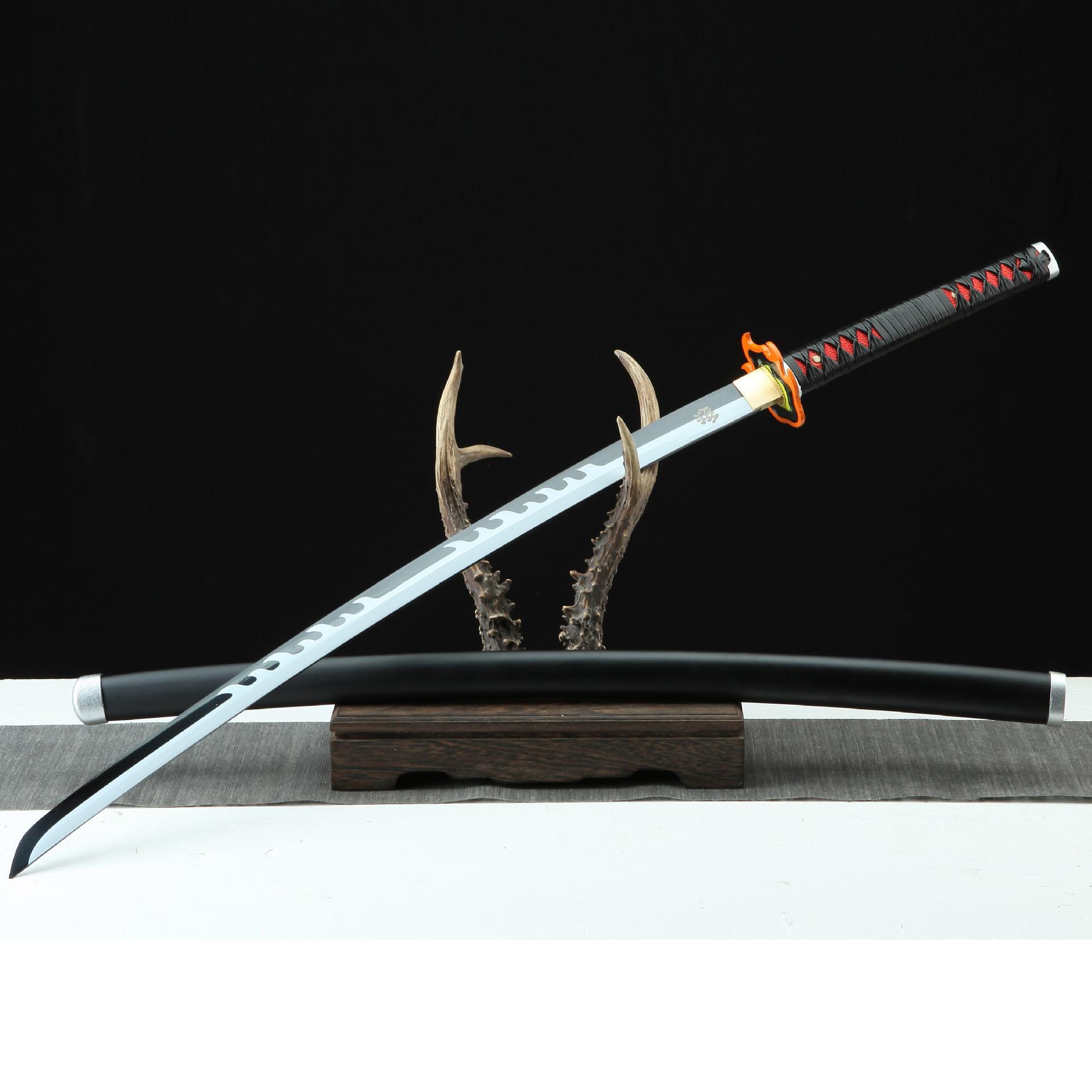 龙泉华影刀剑katana武士剑1045钢打刀鬼灭之刃炭治郎死神版未开刃