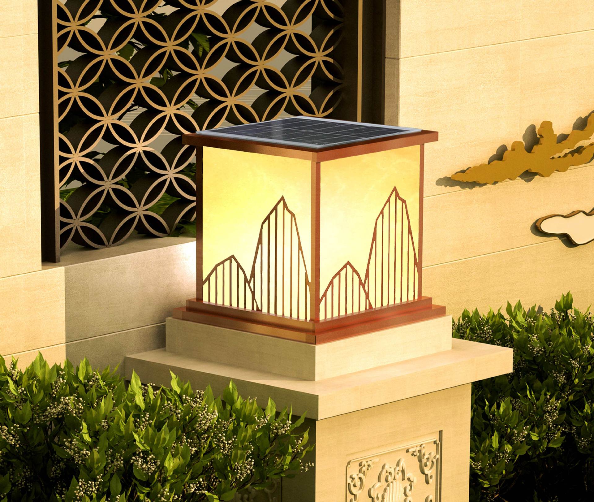 不锈钢太阳能柱头灯户外防水围墙灯庭院别墅大门柱子灯室外墙头灯