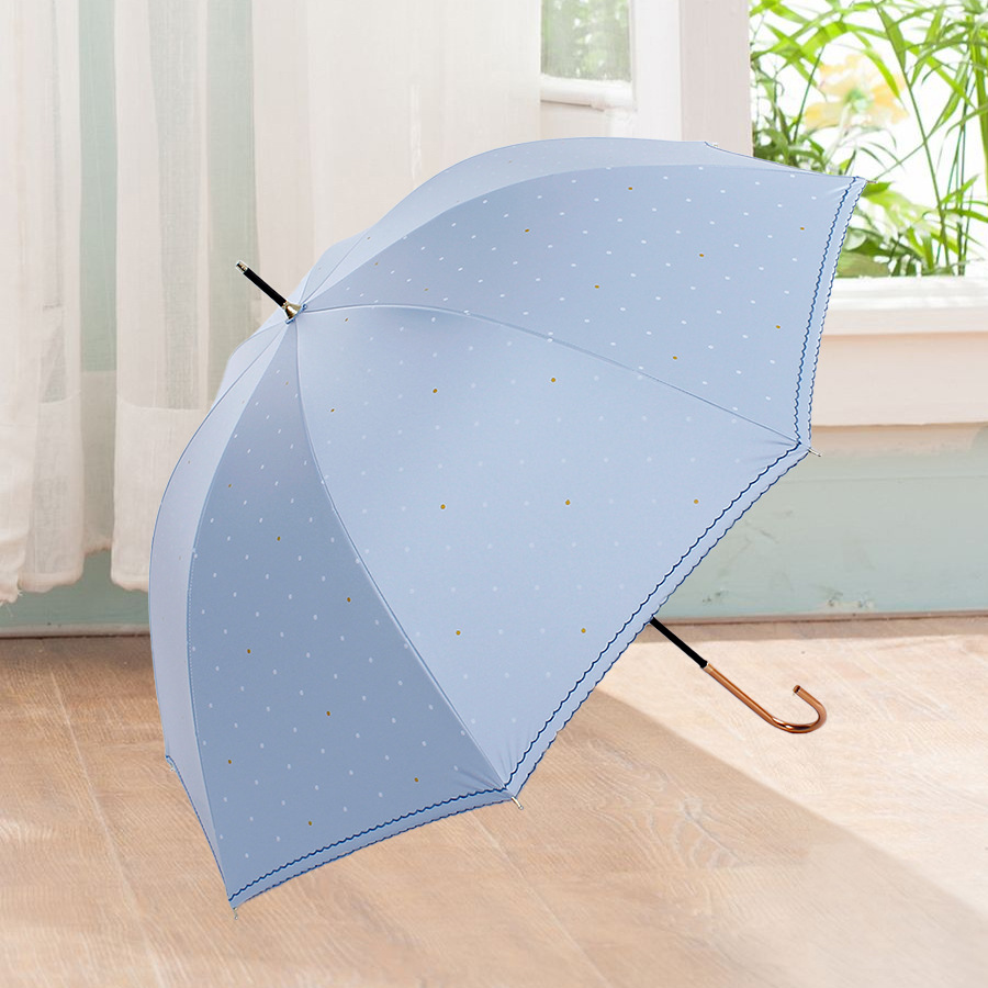 Fresh Long Umbrella Bilateral Embroidery Color Plastic Points UV Protection Steel Rib Sun Umbrella Gift Sun Umbrella Straight Rod Long Umbrella