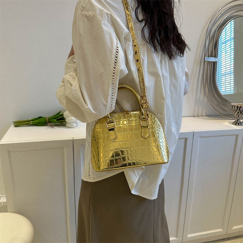 Spring Stylish Good Texture Patent Leather Stone Pattern Portable Shell Bag Women's Bag 2023 Popular All-Matching Shoulder Messenger Bag