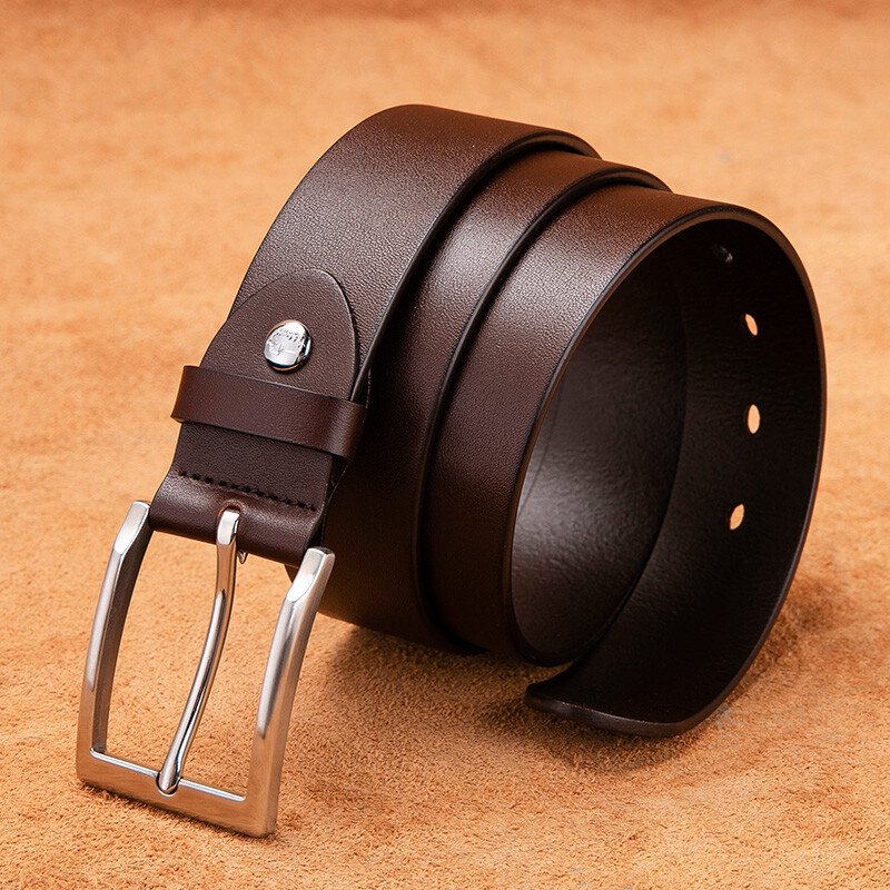 美洲野牛皮带男头层牛皮休闲复古真皮针扣裤带男士腰带送老公生日