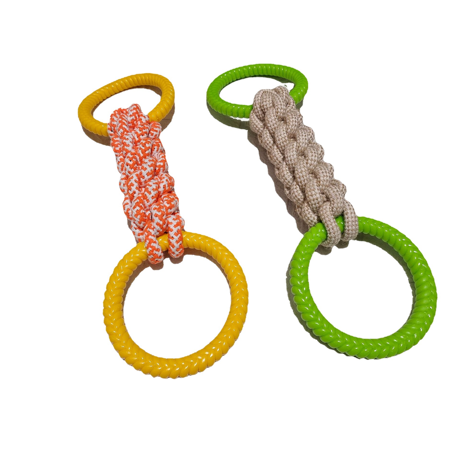 New Product Best-Selling Pet Cotton Rope Toy Bite-Resistant Molar Rod Rubber Ring Braided Rope Medium Large Dog Tug-of-War Interaction