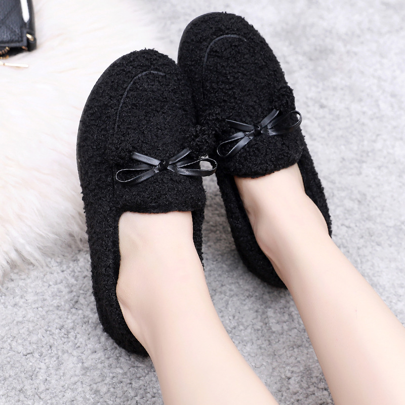 Support Processing Customized New Product Old Beijing Cloth Shoes Fleece-lined Thermal Home Wear Indoor Women Cotton Slippers One Pedal Cotton Shoes