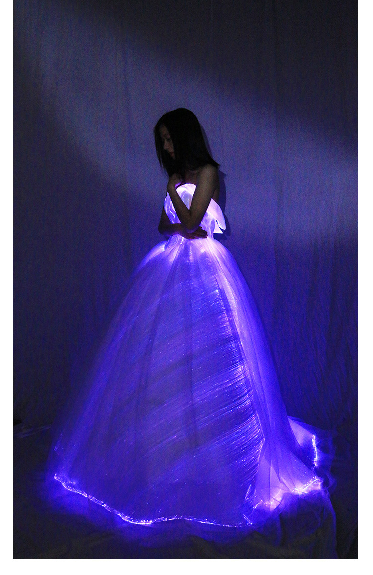 发光婚纱创意星空夜光光纤婚纱新娘结婚新款礼服变色智能app控制