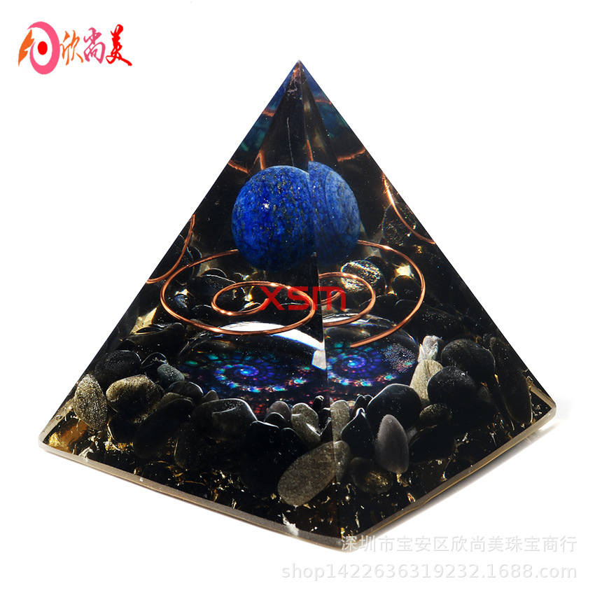 跨境外贸新品配饰水晶球金字塔螺形弹簧金字塔桌面摆件一件代发