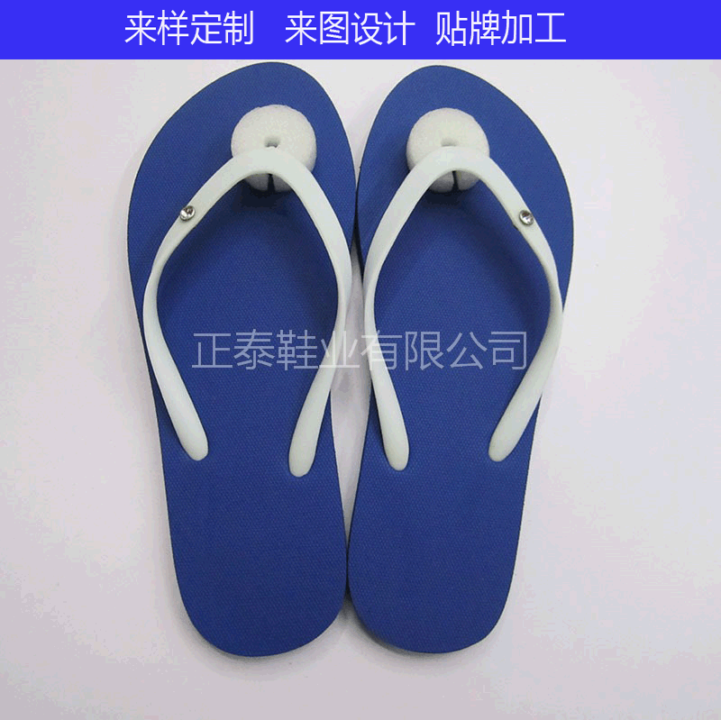 foreign trade export blue glossy light diamond flip-flops printable logo pattern flip-flops flat heel women‘s sandals wholesale