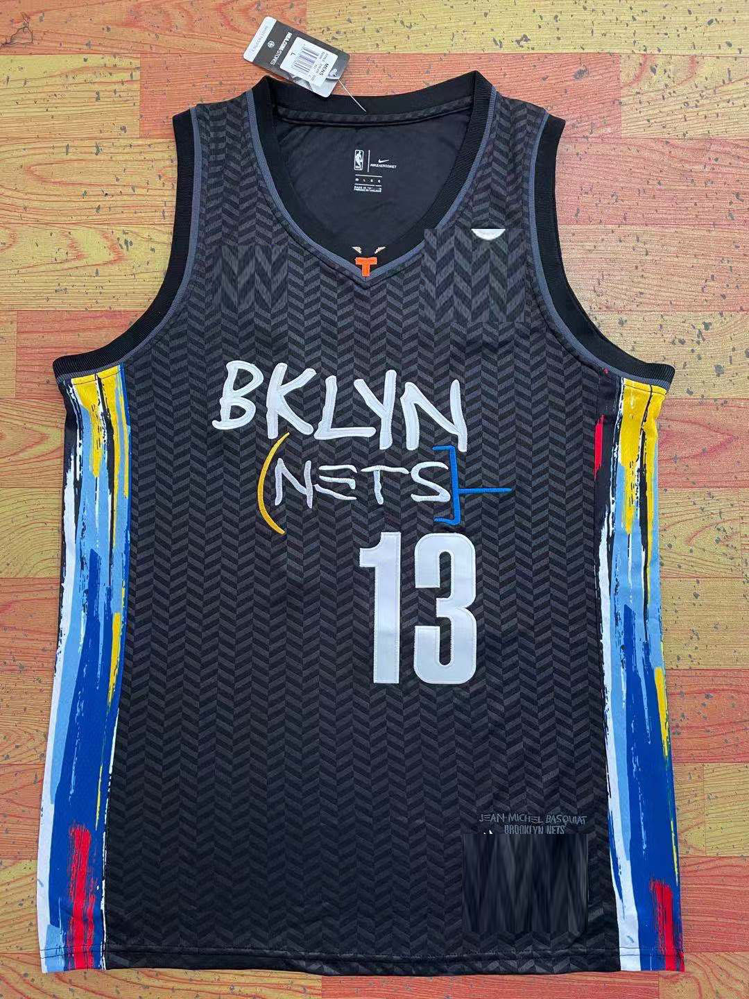篮网2020-21城市版布鲁克林篮网詹姆斯哈登13号黑色球衣扎染nba