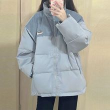 冬季新款宽松加厚学生棉衣棉服女小众面包服oversize棉袄拼接外套