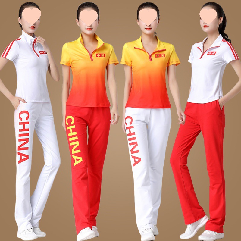 春夏季新款广场舞服装运动服套装速干团体短袖跳舞健身操舞蹈服女
