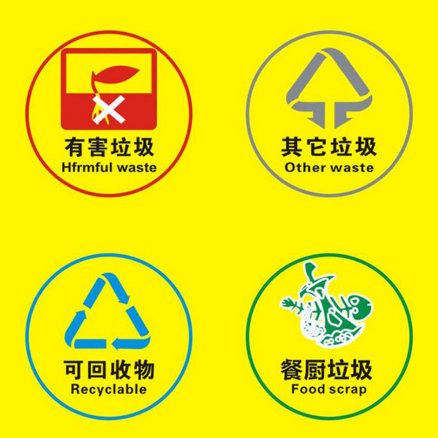 可回收垃圾标识垃圾分类标识贴纸垃圾桶有害厨余干湿标签标志标贴
