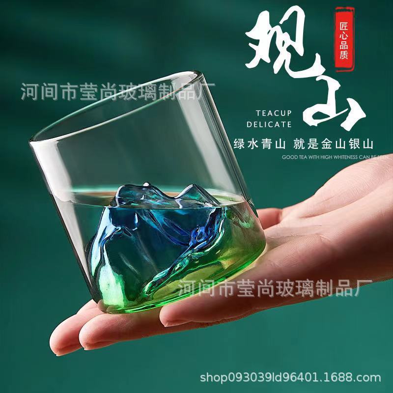 japanese-style fuji mountain glass creative mountain view cup whiskey shot glass glass cup coffee cup tea cup shot glass