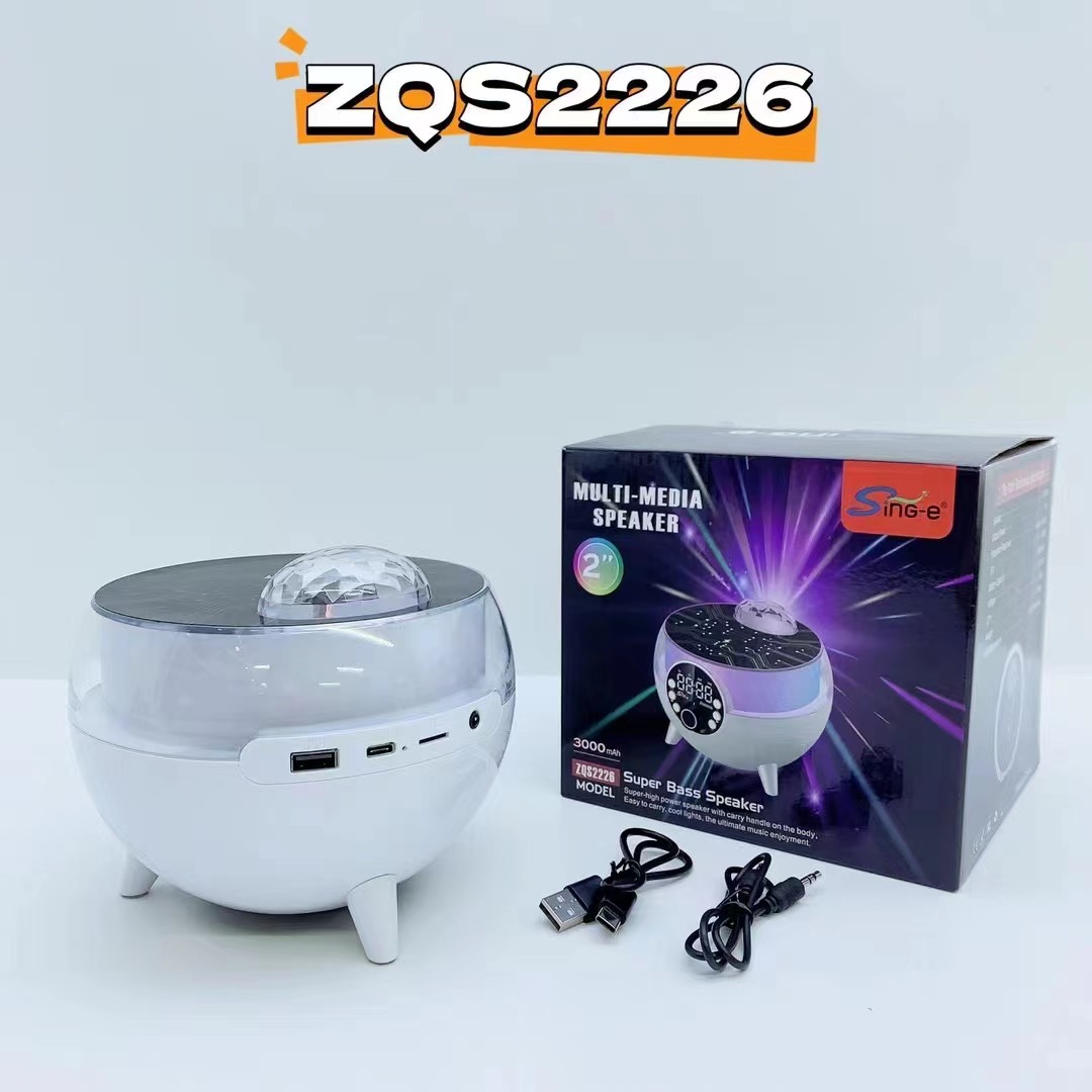 Popular Zqs2226 Starry Sky Light Bluetooth Audio Wireless Charging Digital Display Stage Light Bedroom Atmosphere Night Light