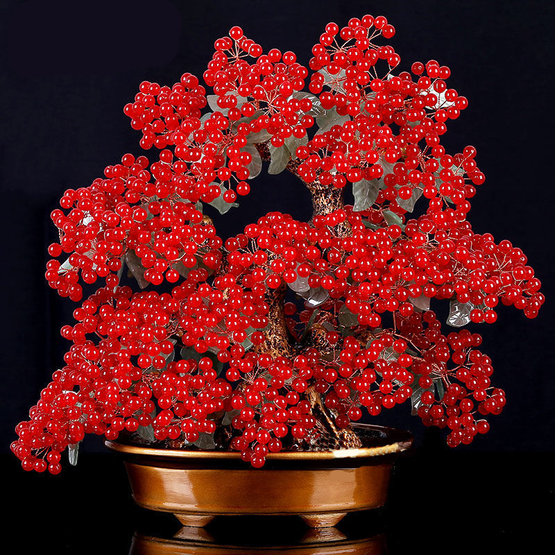 天然水晶招财树红玉髓发财家居客厅酒柜办公乔迁送礼开业礼品摆件