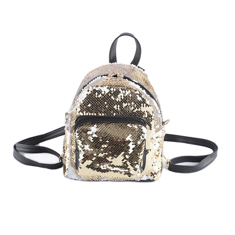 Thermal Transfer Sequin Schoolbag Personality Fashion Backpack Stitching Korean Style Versatile College Style Blank Schoolbag