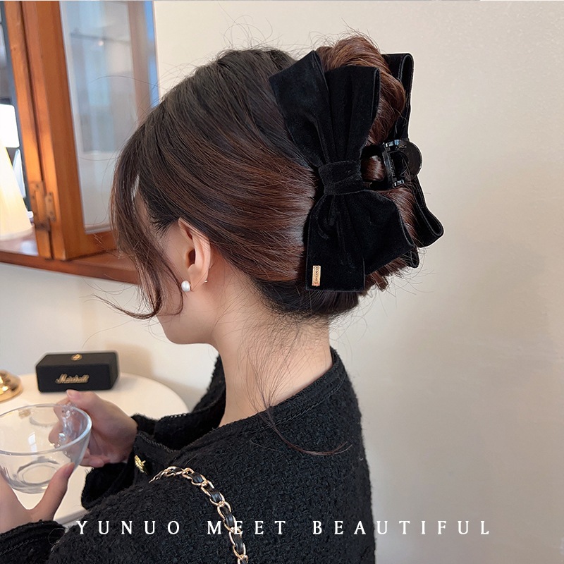 Princess on the Run Headdress Korean Bow Grip Women's High-Grade Large Hair Clip Temperament Back Head Shark Clip