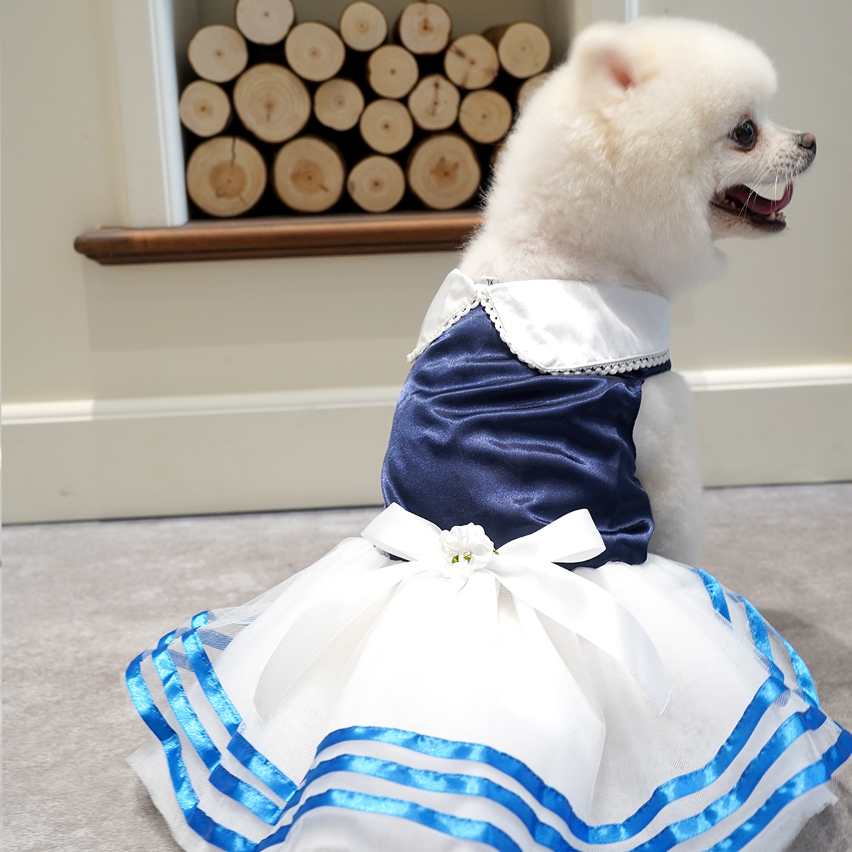 宠物衣服厂家批发宠物婚纱狗狗礼服狗裙子海军