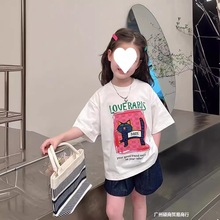 女童韩版T恤2024夏装新款儿童短袖上衣中大童装洋气小衫女孩体恤