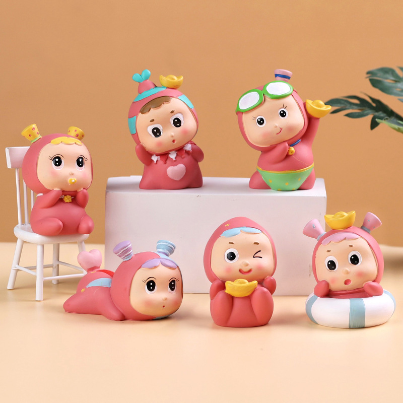 福宝盲盒手办批发卡通可爱树脂公仔桌面摆件创意儿童玩具新年礼物