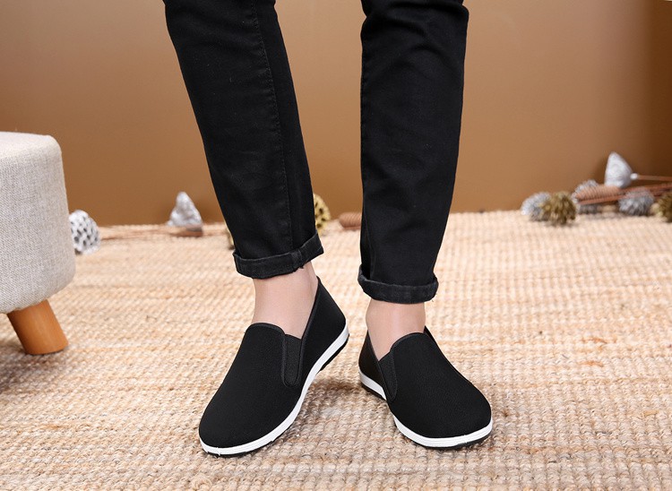 包邮传统布鞋男款圆口中老年老头鞋休闲剪刀口黑布鞋功夫老汗鞋