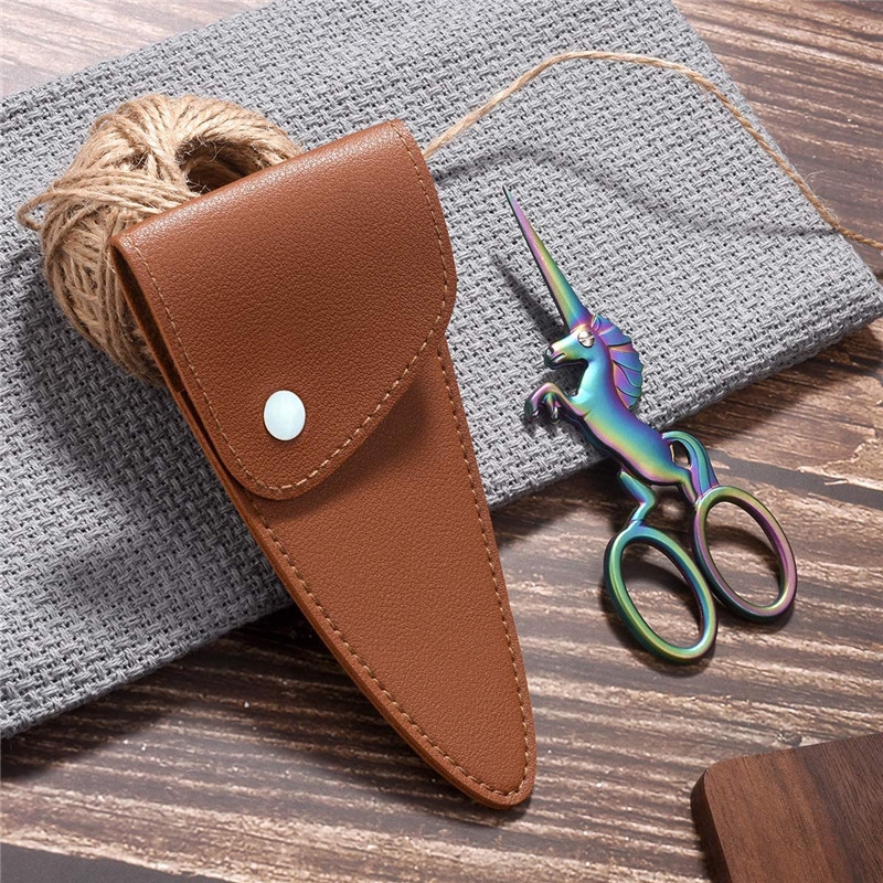 刺绣剪刀皮套 单个剪子保护套 家用手工剪刀套 皮革小剪子皮套-阿里巴