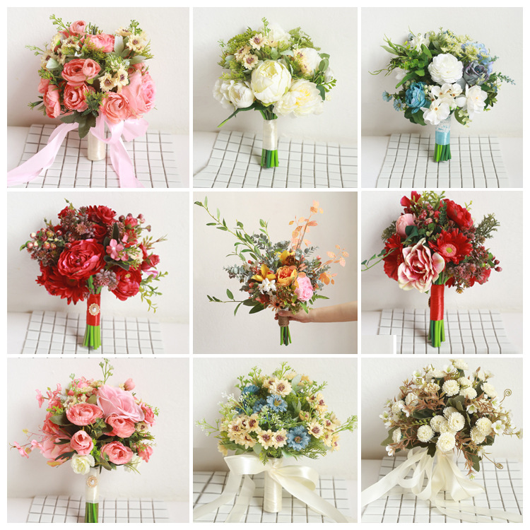 婚纱摄影道具手捧花花影楼外景旅拍照花束婚礼领证粉色手捧花