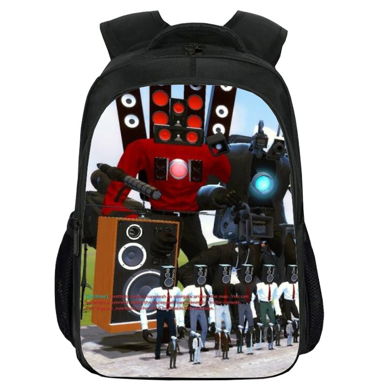 New Pattern Print Toilet Double-Layer Schoolbag Cartoon Skibidi Toilet Student Computer Backpack Can Be Sent on Behalf