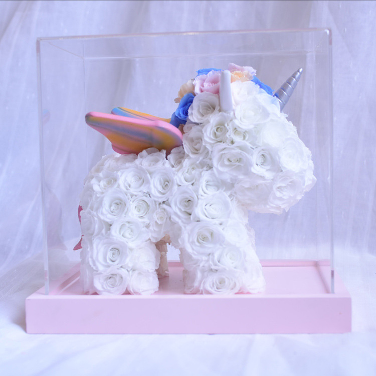 花匣子永生花玫瑰独角兽 云南永生花情人礼物 送爱人送女友送闺蜜