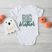 厂家直销跨境新生儿0-2岁宝宝透气纯棉短袖哈衣婴儿big brother